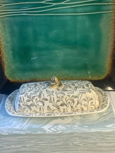 DE COLECCIÓN MCM TAYLOR SMITH ATLAS PORCELANA PLATO DE MANTEQUILLA CUBIERTO HOJA FLORAL HUESO BLANCO/DORADO  - Imagen 1 de 12