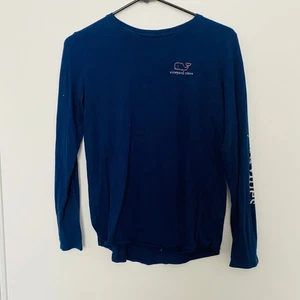 Vineyard Vines navy long sleeve top with logo sleeve (Size: Large) - Picture 1 of 5