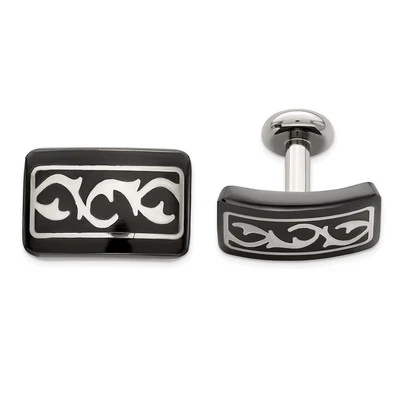 Black Ti & Sterling Silver Polished Thorn Cufflinks - Image 1 of 3