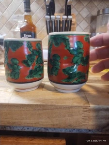 Japanese Antique Kutani Tea Cups by Master Mokubei - Picture 1 of 6
