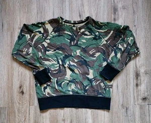 Rag & Bone Green Camo Cotton Crewneck Pullover Sweater Size Large Military Y2K  - Picture 1 of 9