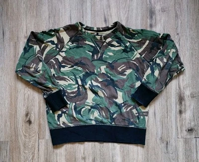 Rag & Bone Green Camo Cotton Crewneck Pullover Sweater Size Large Military Y2K  - Image 1 of 4