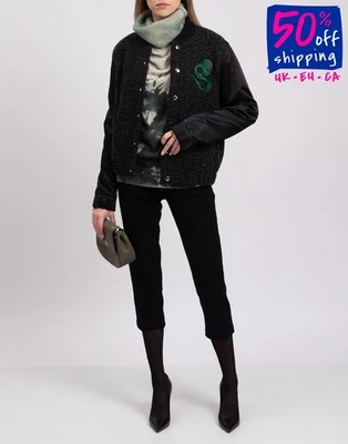 RRP€899 AU JOUR LE JOUR Bomber Jacket IT48 US12 UK16 XXL Alpaca & Wool Blend - Image 1 of 4