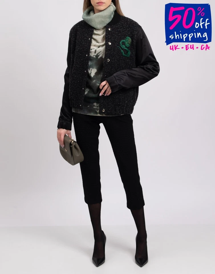 RRP€899 AU JOUR LE JOUR Bomber Jacket IT48 US12 UK16 XXL Alpaca & Wool Blend - Image 1 of 4