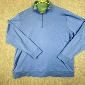 Vineyard Vines Mens XXL Quarter Zip Pullover Blue Green Pima Cotton - Picture 1 of 8