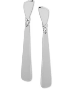 $28 Anne klein silver tone stick drop earrings 2" post backs #500M - Picture 1 of 7
