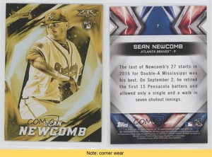 2017 Topps Fire Gold Minted Sean Newcomb #7 Rookie RC
