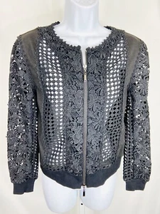 Boston Proper Size XXS Womens Long Sleeve Jacket Cutouts Lace Floral   - Picture 1 of 5