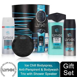 Lynx Ice Chill Bodyspray, APA & Bodywash Trio Gift Set with Shower Speaker