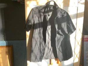 French Connection Mens Shirt Micro Cord Long Sleeve Button Top - black -size M - Picture 1 of 8