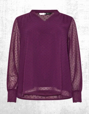 Ex M&Co Women’s Long Sleeve Spot Print Blouse in Burgundy Red ( A Bit Defect) - Image 1 of 4