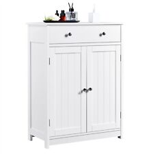 Bathroom Floor Cabinet w/1 Drawer 2 Doors, Free-Standing Storage Cabinet, White