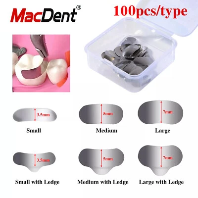 MACDENT 100Pcs Dental Matrices Bands Sectional Contoured Metal Matrix bands soft S/M/L
