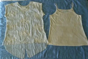 2pc Soft Surroundings Romantic Embroidered Chiffon Drapey Tunic & Knit Cami L XL - Picture 1 of 21