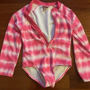 Traje de baño de una pieza Juicy Couture para niñas manga larga - talla 8 CREMALLERA ROTA - Imagen 1 de 8