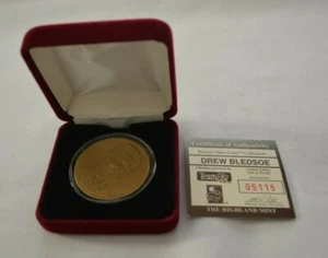 THE HIGHLAND MINT BRONZE MINT COIN - DREW BLEDSOE 05115 - Picture 1 of 2