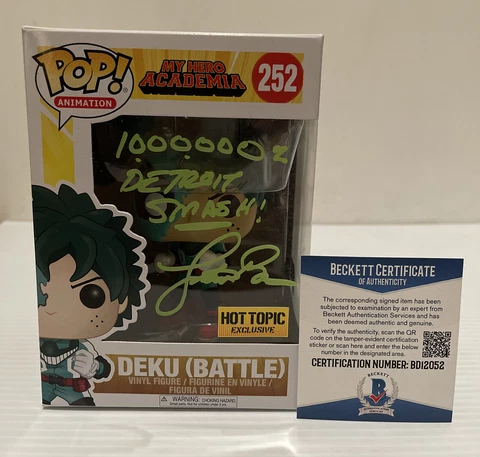 Justin Briner Signed DEKU Battle Exclusive MY HERO ACADEMIA Funko Pop BECKETT 9 Cover