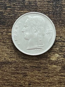 1958 Belgium 1 Franc Actual Coin TK7957* - Picture 1 of 3