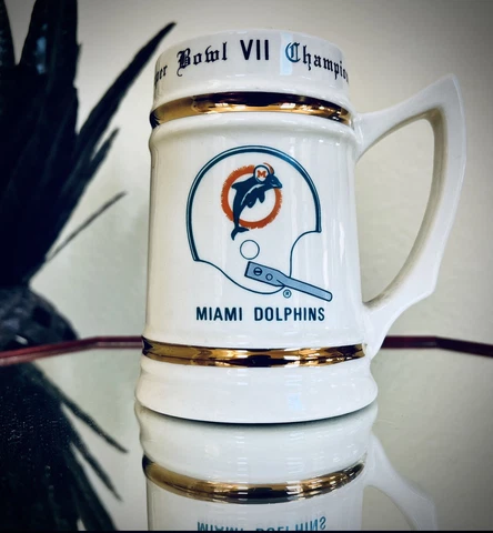 Miami Dolphins PERFECT SEASON Ceramic Stein Mug 17-0 Super Bowl VII Champs 1972 Cover