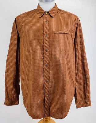 Exofficio Mens Sz XL Vented Hiking Long Sleeve Shirt Brown Plaid Nylon Blend  S1 - Image 1 of 4