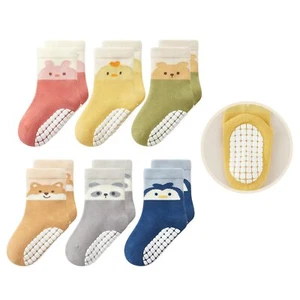 6 Pairs Toddlers Non Slip Socks with Grippers Baby Girls Boys Anti Skid Cotto... - Picture 1 of 6
