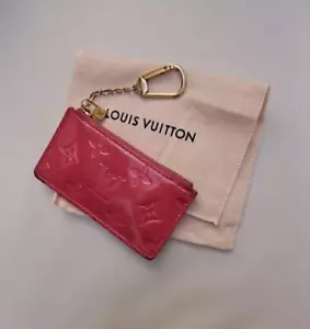 LOUIS VUITTON Pink Leather Coin Case Key Ring Case Pochette Cles Monogram - Picture 1 of 10