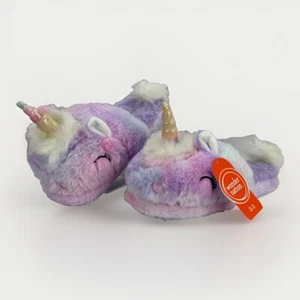 Unicorn Plush Rainbow Colored Slippers Girl Clog Slip On Style Size 2-3 NEW - Picture 1 of 17