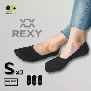 3X Rexy Cushion No Show Ankle Socks Non-Slip Aqua-X Breathable Small BLACK - Picture 1 of 12