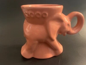 2000 Frankoma Glazed Pottery Political Republican "GOP" Elephant Pink MUG - Picture 1 of 8