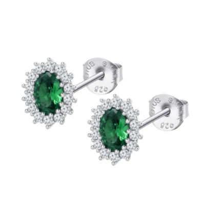 Orecchini Donna Lotus Silver LP3459-4/3 In Argento Con Cristallo Verde E Zirconi - Immagine 1 di 2