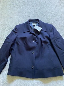 Talbots Women Long Sleeve Wool Notch Lined Blazer Navy Petites 8P - Picture 1 of 11