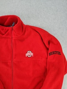 Ohio State Buckeyes Giacca Uomo Large XL Rosso Pile Full Zip OSU Cappotto Calcio - Foto 1 di 14