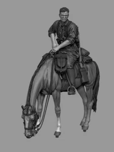 PanzerArt, FI35-224, Ger. Berittener Offizier (8. WSS Div. - 1 Fig. + Pferd) , 1:35 - Bild 1 von 3