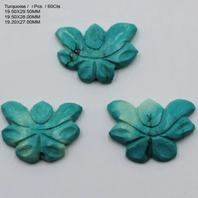 60Cts Natural Turquoise Handmade Butterfly Shape Carving Loose Gemstone - Image 1 of 3