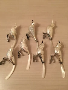 Baumschmuck, Vogel mit Glasschwanz, Glas, 7 St, zum Aufhängen - Bild 1 von 2