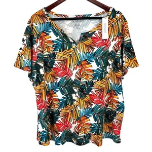 NEW NWT Chicos Plus Size XXL US 16/18 4 Tropical Short Sleeve Shirt Top Hawaii - Picture 1 of 7