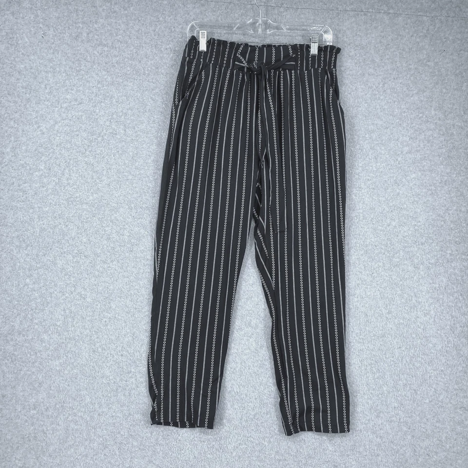 Pantalones Joe B By Joe Benbasset para mujer L negros a rayas tiro alto al tobillo Foto 1 de 4
