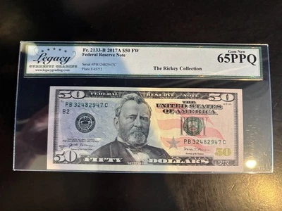 DBR 2017-A $50 New York Gem Fr. 2133-B Legacy 65 PPQ Serial PB32482947C - Image 1 of 2