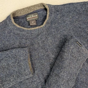 Woolrich Mens Large Wool Nylon Blend Crewneck Sweater Blue Outdoor Warm - Picture 1 of 9
