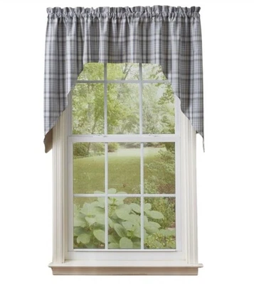 Park Designs Hartwick Swags 72”x36” Tictac Farmhouse Country Gris Tostado Blanco NUEVO Foto 1 de 4