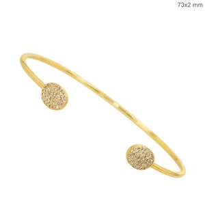 Pave Diamond Cuff Bracelet 925 Sterling Silver Gold Plated Bracelet Gift For Her - Picture 1 of 4