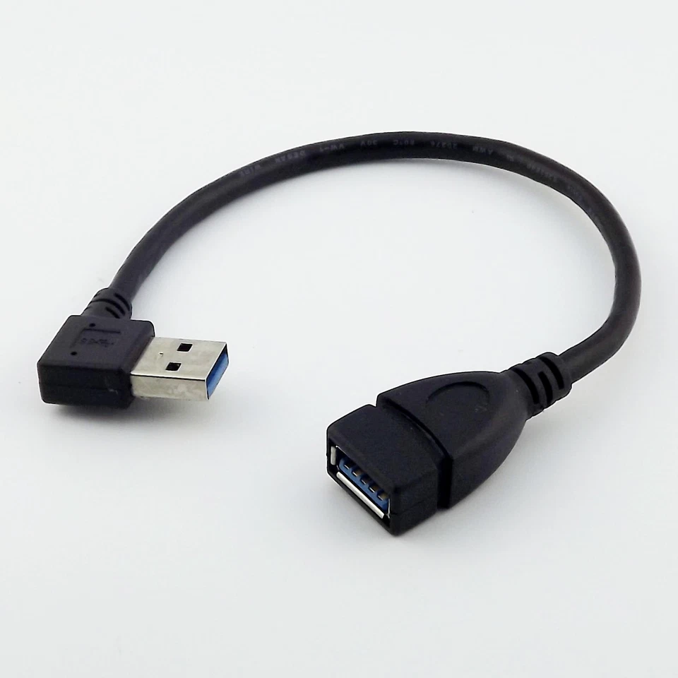 USB 3.0 Type A Female To USB 3.0 A Male Left Angled Data Extension Adapter Cable - Image 1 of 1