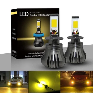 80W 9600LM H3 LED Fog Light DRL Driving Bulb Yellow White Dual Color 6000K Pair - Bild 1 von 12