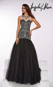 Angela and Allison 51097 schwarz Perlen Meerjungfrau Kleid Dress Gr. 10 - Bild 1 von 2