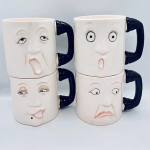 Vintage Fitz and Floyd Mood Face Mugs (set of 4) OCI Omnibus 1984 - Picture 1 of 12
