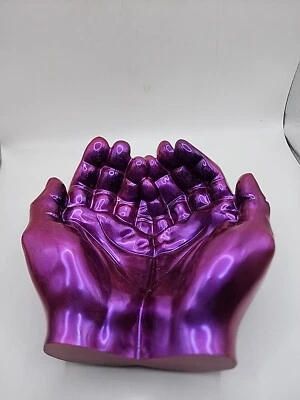 Resina epóxi feita à mão iridescente mãos abertas tom roxo 6"X6"X2.5" presente exclusivo... - Imagem 1 de 4