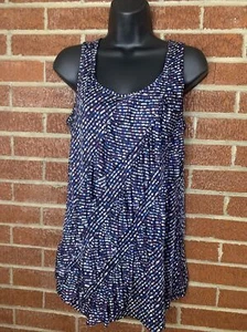Van Heusen Women’s Tank Top Dots Ruffles Purple Blue Medium - Picture 1 of 8