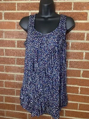 Camiseta sin mangas Van Heusen para mujer lunares volantes púrpura azul mediana Foto 1 de 4