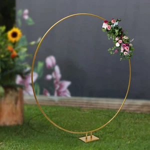 Dia 2m Round Hoop Balloon Arch Backdrop Flower Display Stand Frame Wedding Gold - Bild 1 von 9