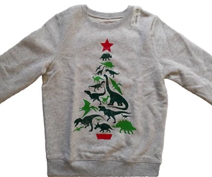 Jumping Beans Boys Christmas Sweatshirt Dinosaurs Tree Fleece Gray Size 10 New - Picture 1 of 12
